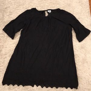 Black cotton dress with a pretty eyelet bottom